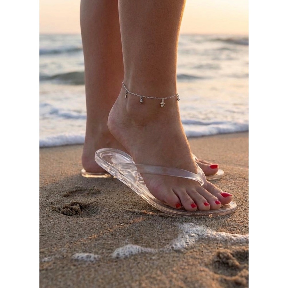 Cushionaire Splash Clear Jelly Flip Flops Sandals Womens 10M Transparent Thong